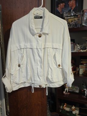 Blank NYC Off-White Cotton Linen Blend Utility Jacket